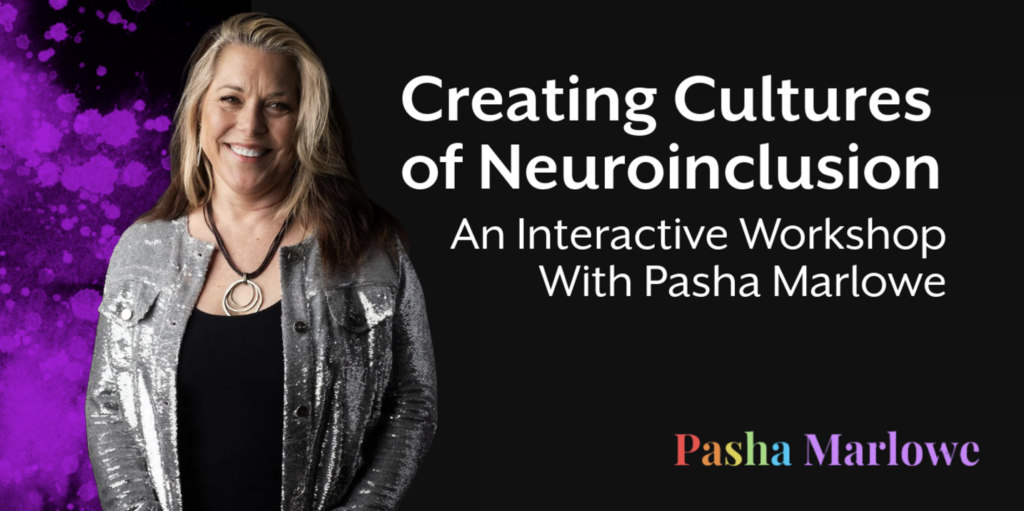 Photo of Pasha Marlowe with the title of the talk.
